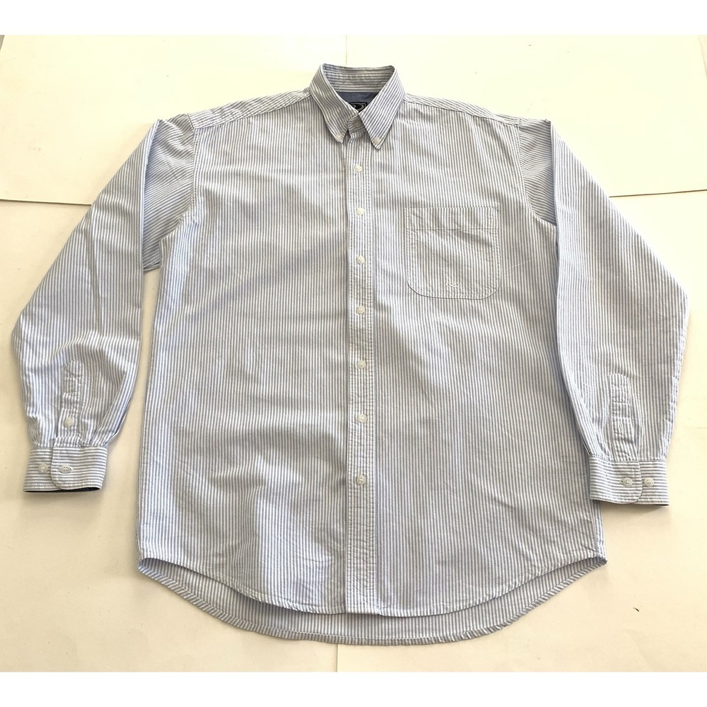 Roper Button Down Shirt Mens Size Medium Tall Western Cowboy Blue/White Stripe
